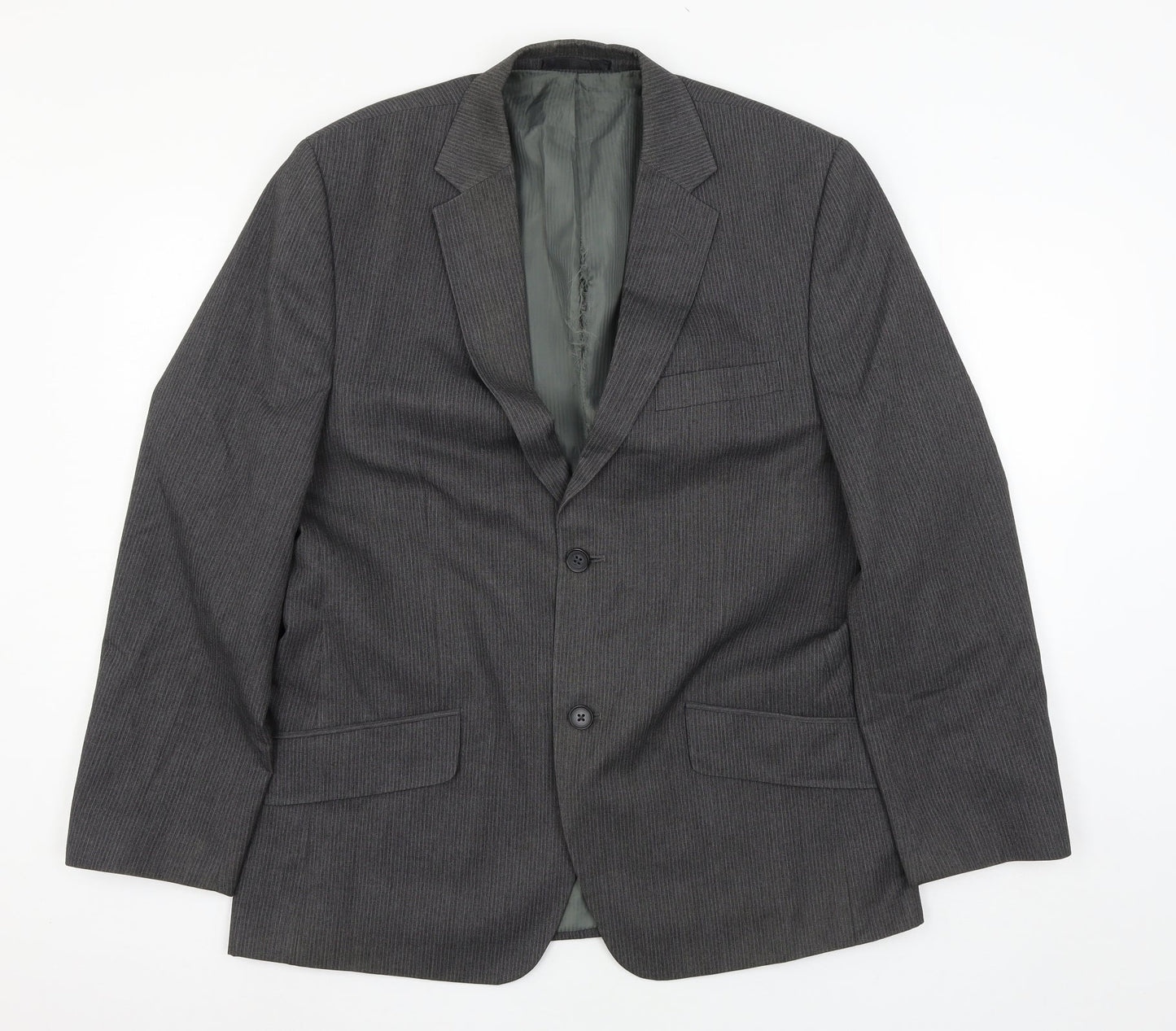 George Mens Grey Striped  Jacket Suit Jacket Size L
