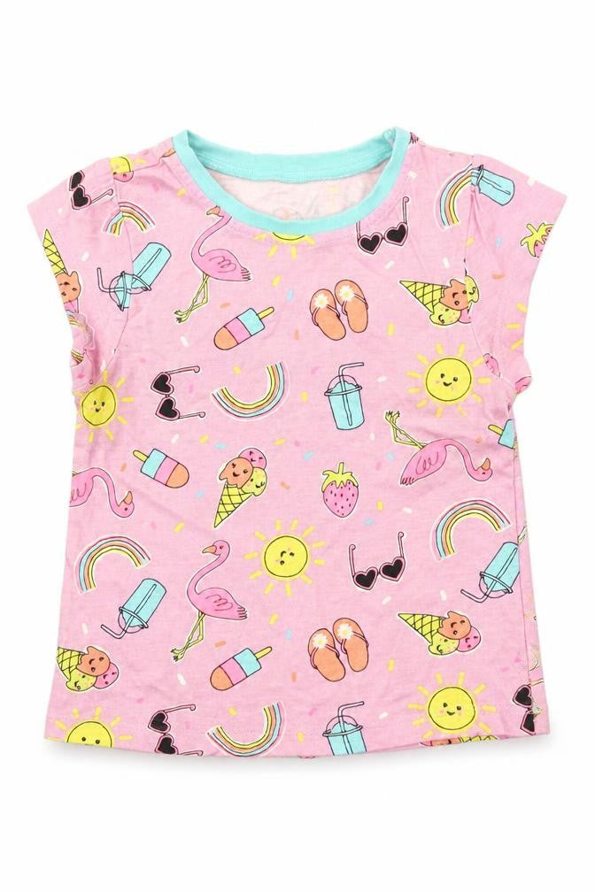 George Girls Pink Geometric Jersey Basic T-Shirt Size 18-24 Months  - Ice Cream