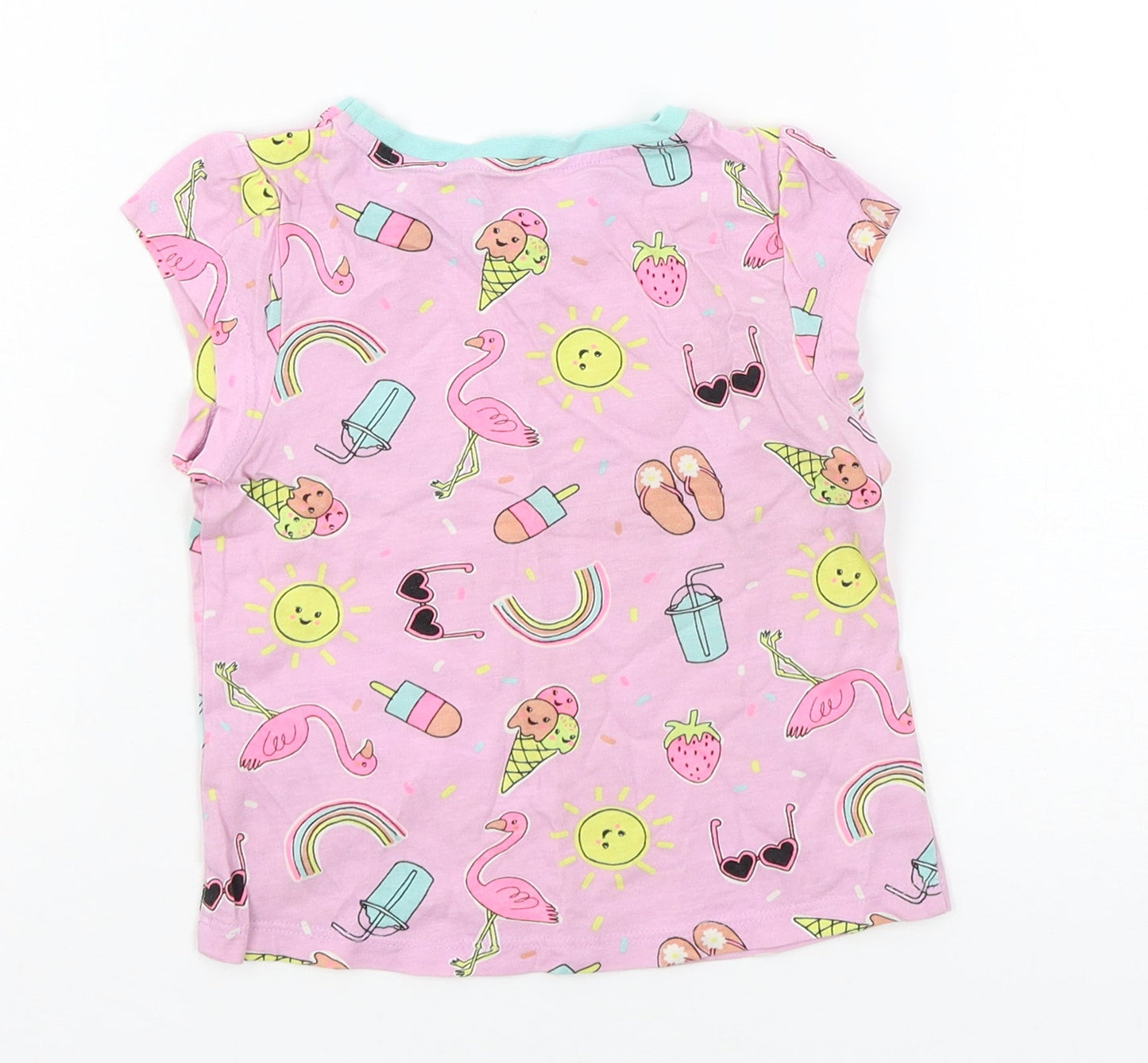 George Girls Pink Geometric Jersey Basic T-Shirt Size 18-24 Months  - Ice Cream