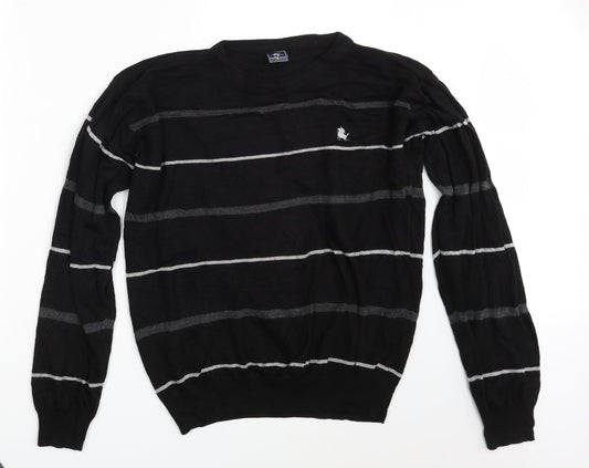 Apollon & Cakarli Mens Black Striped  Pullover Sweatshirt One Size