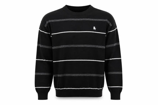 Apollon & Cakarli Mens Black Striped  Pullover Sweatshirt One Size