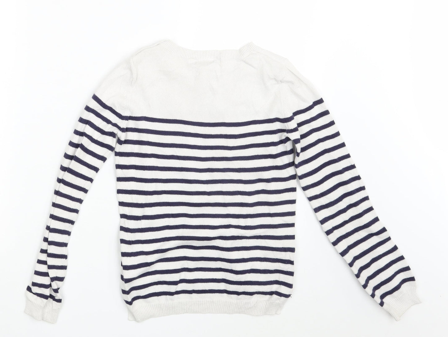 H&M Girls White Striped  Pullover Jumper Size 10-11 Years