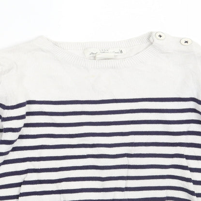 Preloved H&M Girls White Striped  Pullover Jumper Size 10-11 Years - Detail