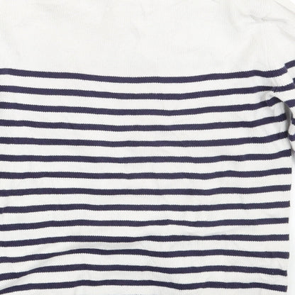 Preloved H&M Girls White Striped  Pullover Jumper Size 10-11 Years - Label