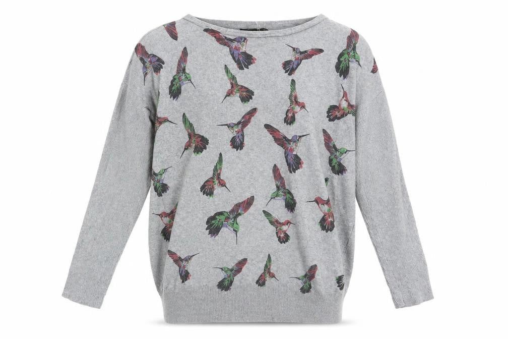Ravi Famous Womens Grey Animal Print  Pullover Sweatshirt One Size
