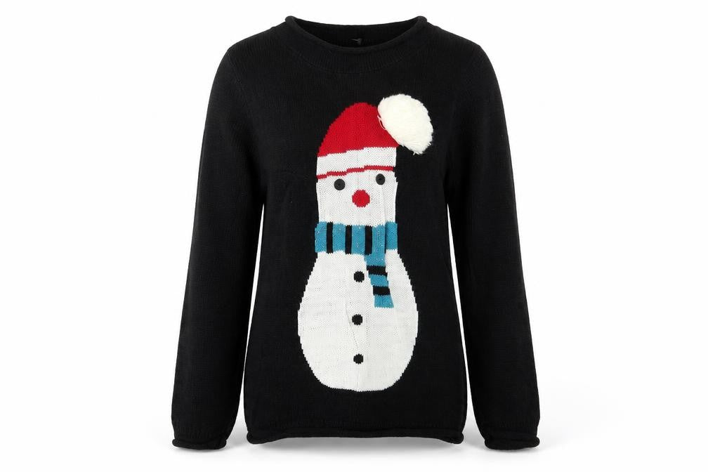 Preworn Womens Black   Pullover Jumper One Size  - Seasonal Christmas Festive Holiday
