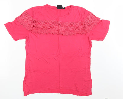 BEYOU Womens Pink   Basic T-Shirt Size 16