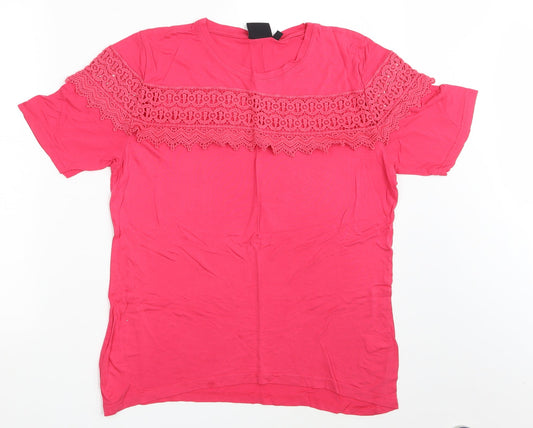 BEYOU Womens Pink   Basic T-Shirt Size 16
