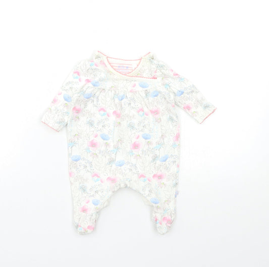 Mini B Baby White Floral  Babygrow One-Piece Size Newborn