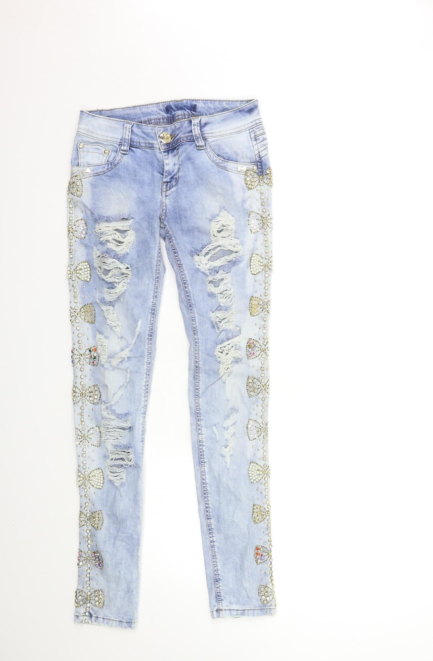 Preworn Womens Blue  Denim Skinny Jeans Size 26 in L31 in