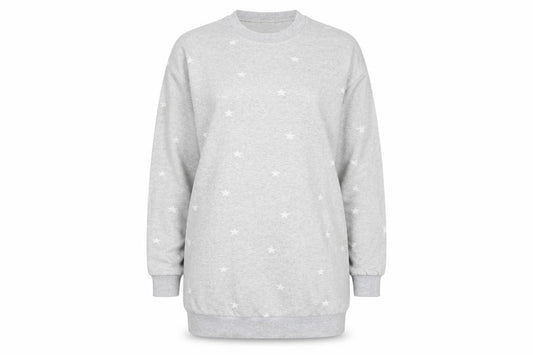 Michelle Keegan Womens Grey Geometric  Pullover Sweatshirt Size S
