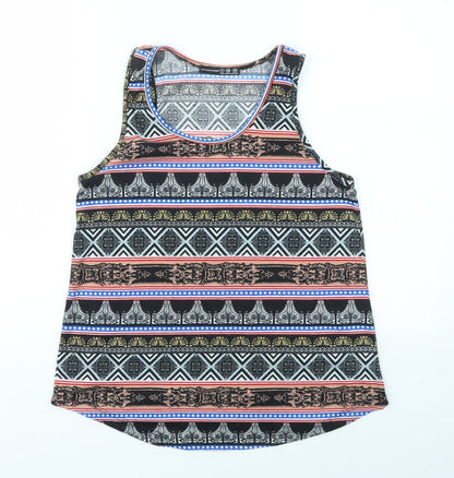 Additional front view of Atmosphere women’s multicoloured geometric basic t-shirt, size UK 8
