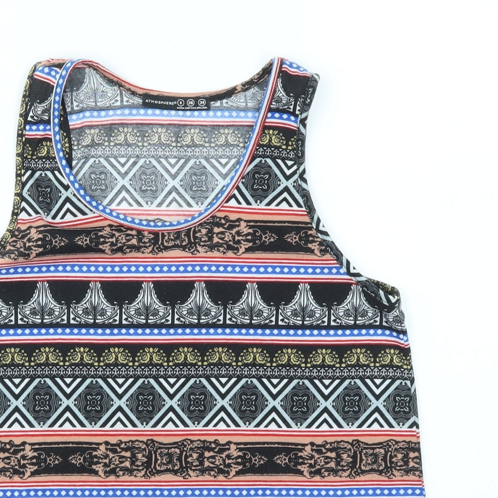 Atmosphere Womens Multicoloured Geometric  Basic T-Shirt Size 8