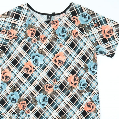 Close-up detail of IZABEL women’s multicoloured floral fit & flare, size UK 14