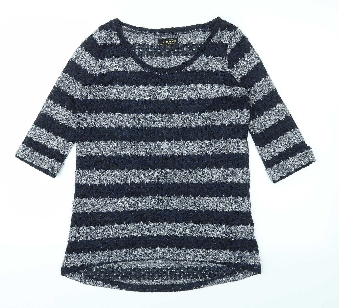 JUMPER  Womens Blue Striped  Basic T-Shirt Size 10