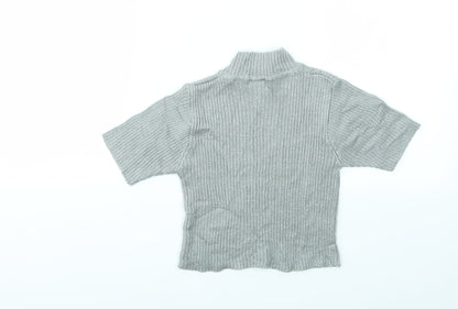 Back view of Girl girls’ grey basic t-shirt, size 7-8, years