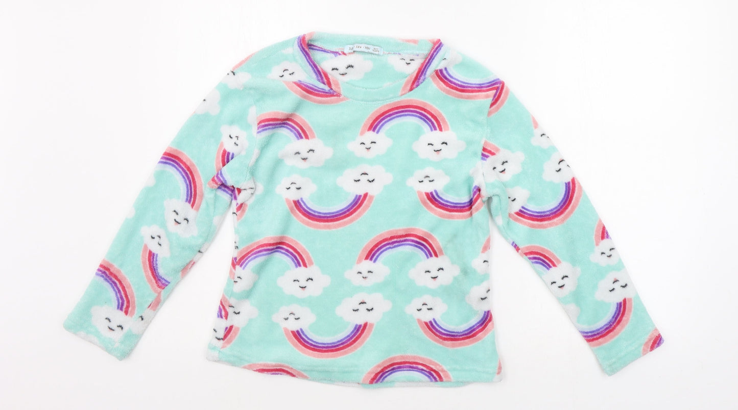 just like you Girls Green Geometric  Top Pyjama Top Size 10-11 Years  - RAINBOWS