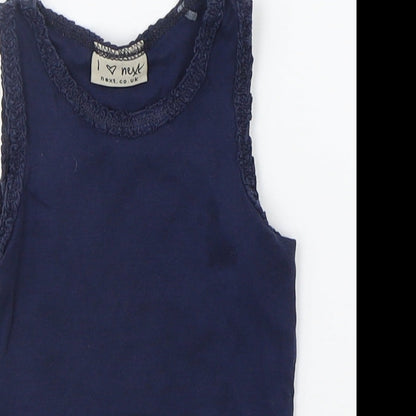Close-up detail of Next Baby Blue Basic Tank, size 12-18, Months