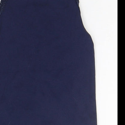 Brand and care label for Next Baby Blue Basic Tank, size 12-18, Months