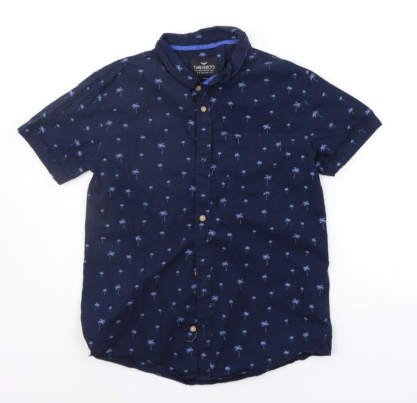 THREADABLE Girls Blue Geometric  Basic Button-Up Size 11-12 Years