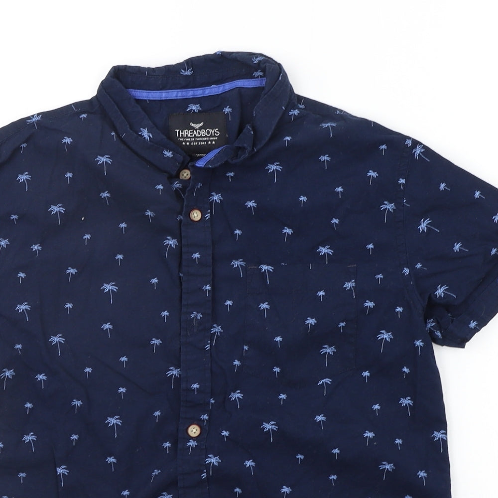 THREADABLE Girls Blue Geometric  Basic Button-Up Size 11-12 Years
