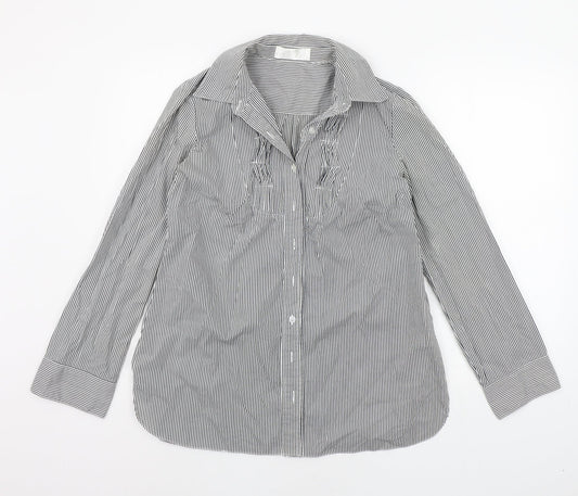 Internacionale Mens White Striped   Button-Up Size 13