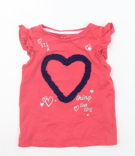 F&F Baby Pink   Basic T-Shirt Size 12-18 Months  - HEART