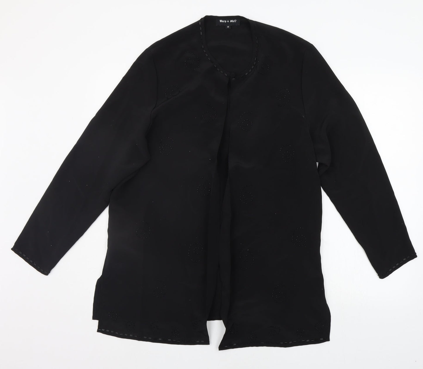 Wrap & Weft Womens Black   Cardigan Jumper Size 14  - BEAD DETAIL