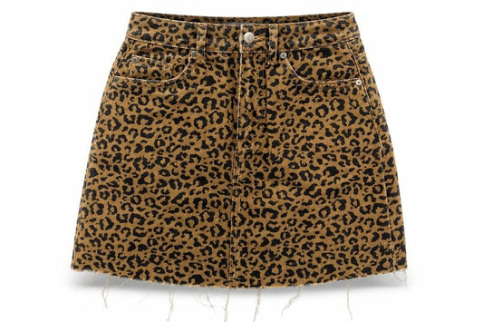 Denim & Co. Womens Beige Animal Print Denim A-Line Skirt Size 6