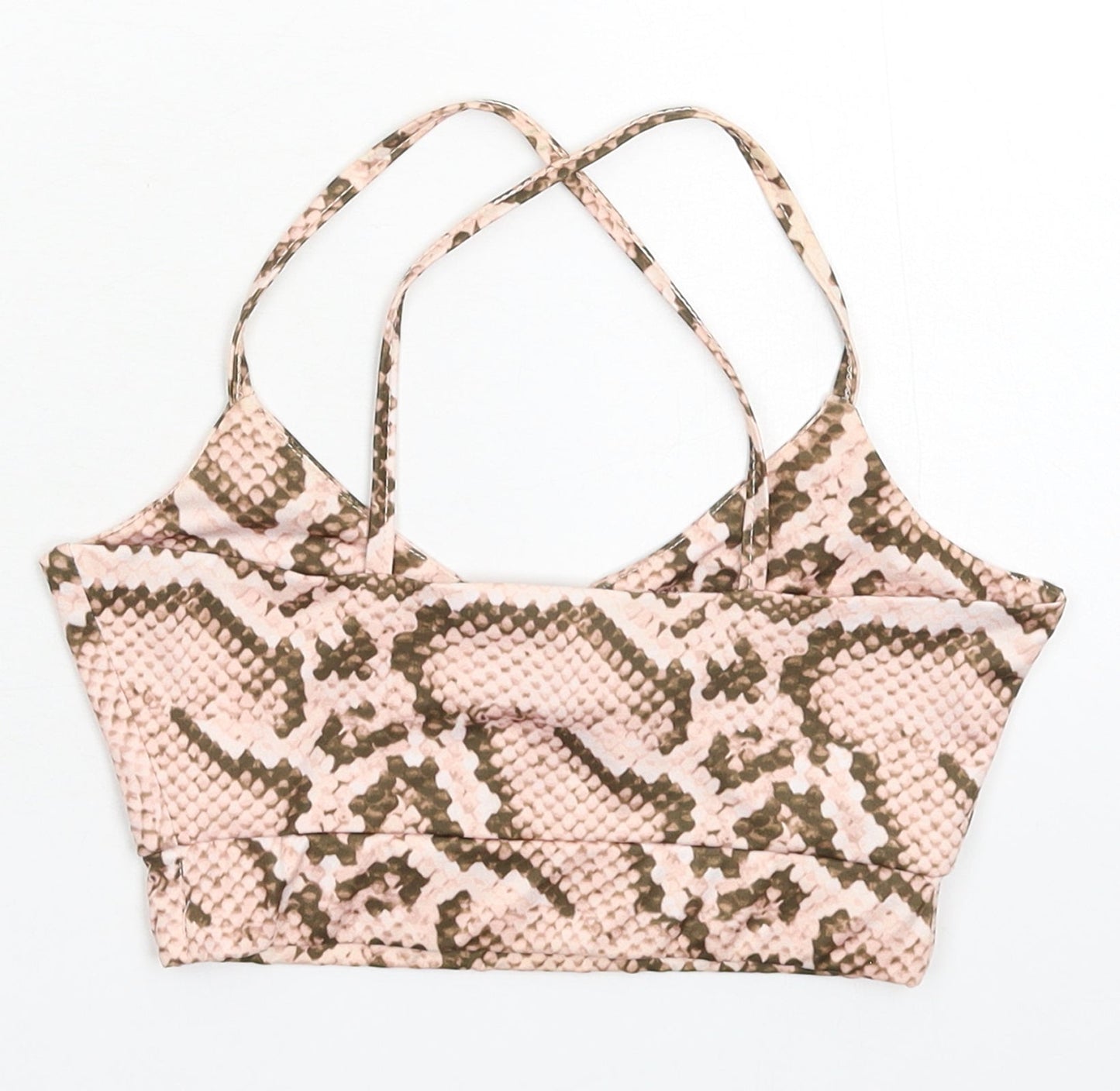 PRETTYLITTLETHING Womens Beige Animal Print  Cropped Tank Size 6