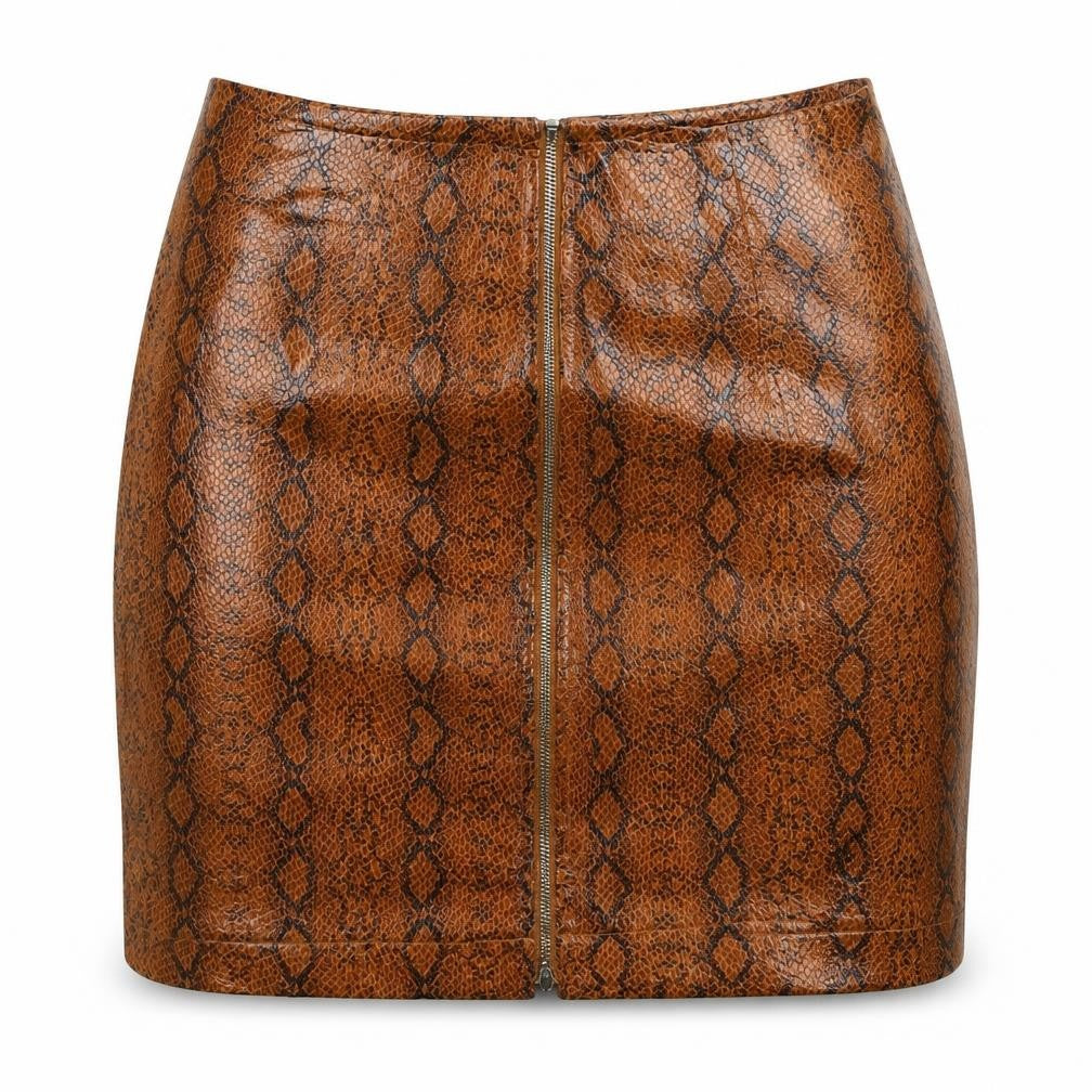 Naanaa Womens Brown Animal Print  Mini Skirt Size 8