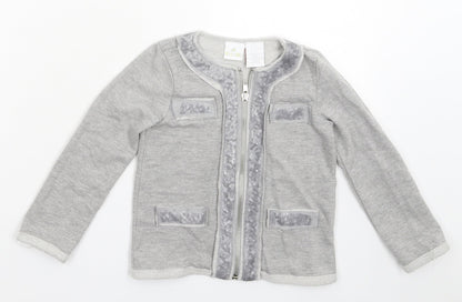 Additional front view of Dylan & Abby girls’ grey jacket, size 2-3, years