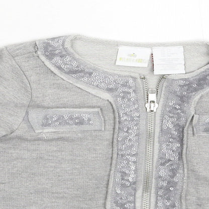 Close-up detail of Dylan & Abby girls’ grey jacket, size 2-3, years