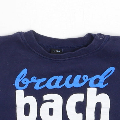 Close-up detail of BabyBugz Baby Blue Basic T-Shirt, size 9-12, Months