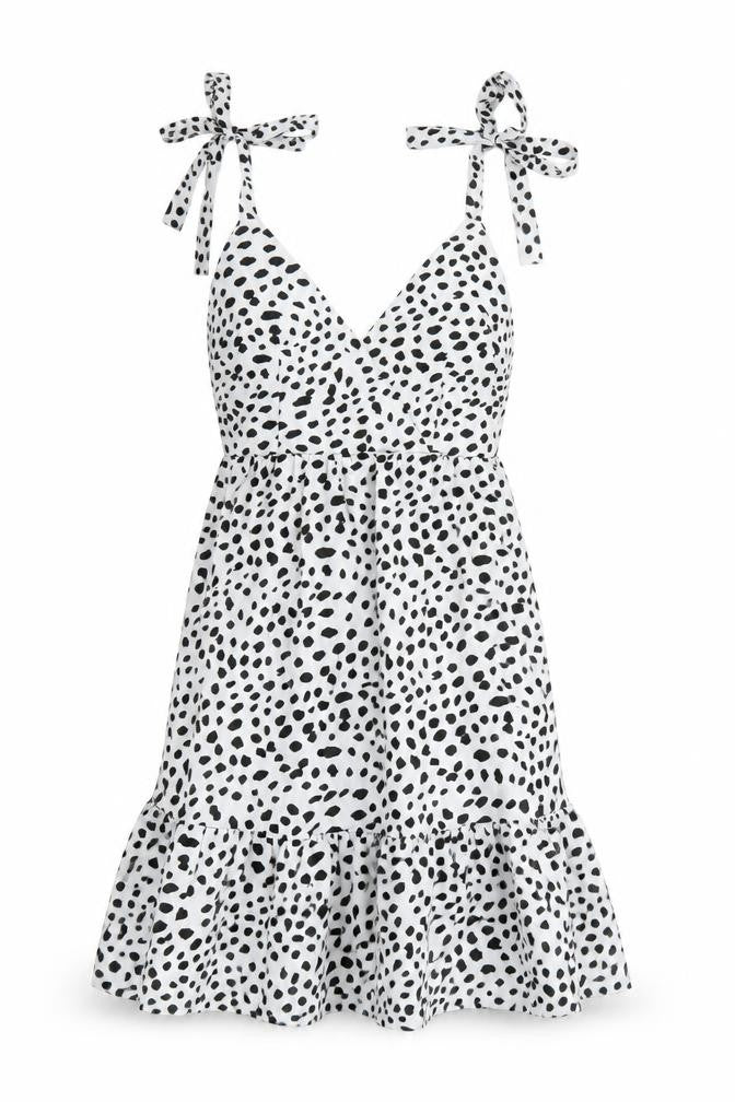 Shien Womens White Polka Dot  Tank Dress  Size S