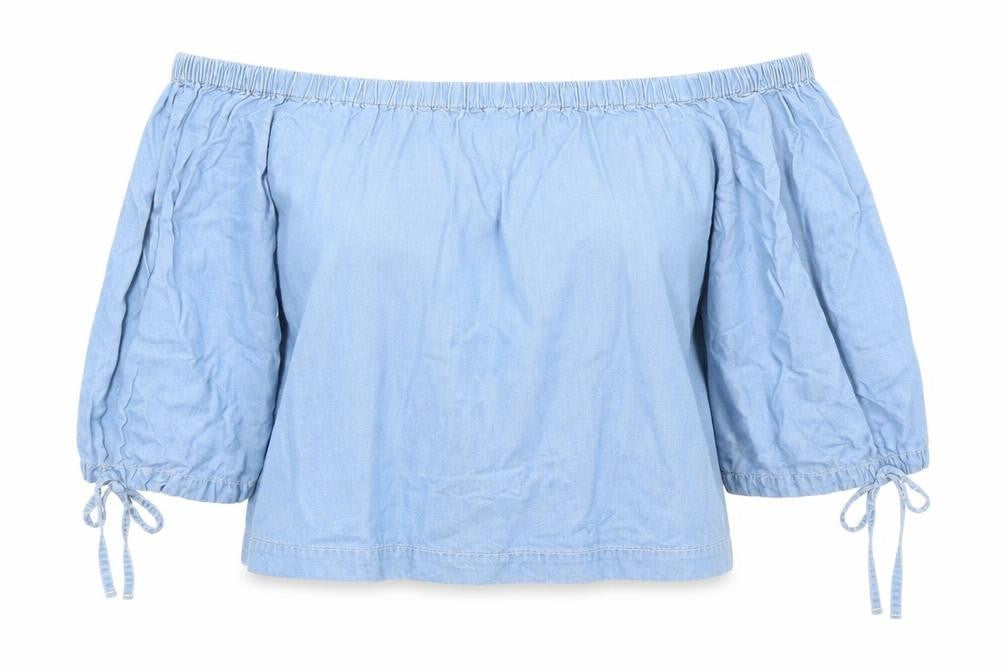 Miss Selfridge Womens Blue   Cropped T-Shirt Size 12
