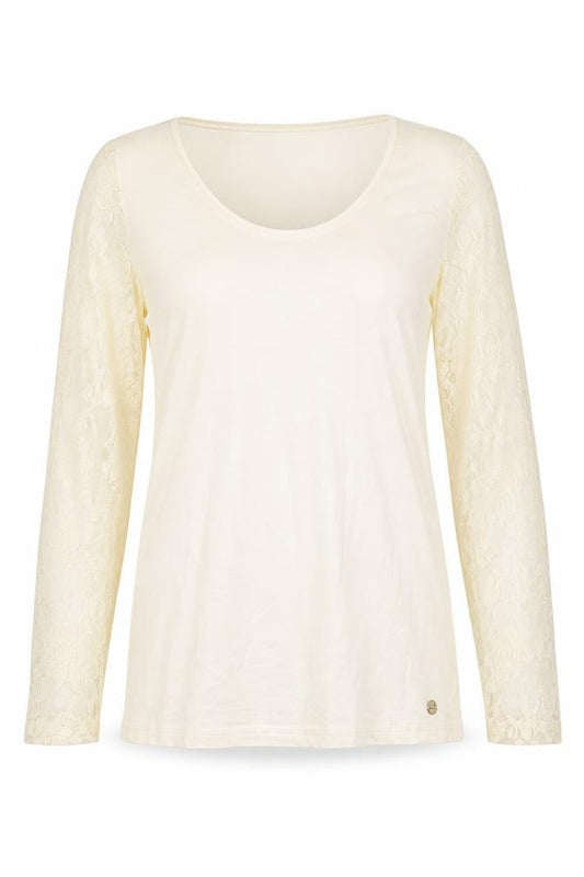 Miss BAron Womens Beige Floral  Basic T-Shirt Size L