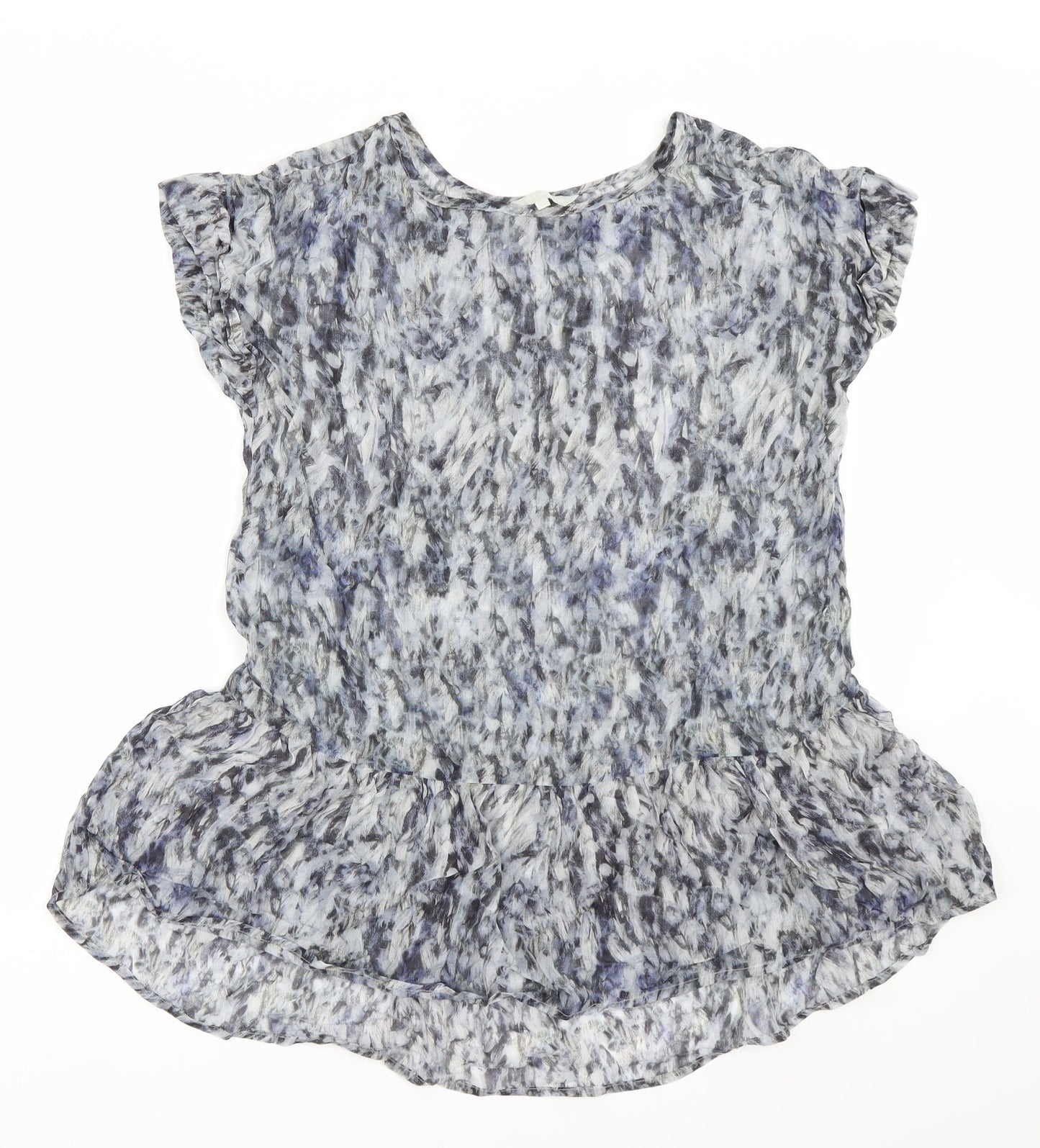 Gray & Willow Womens Blue Floral  Basic Blouse Size 8