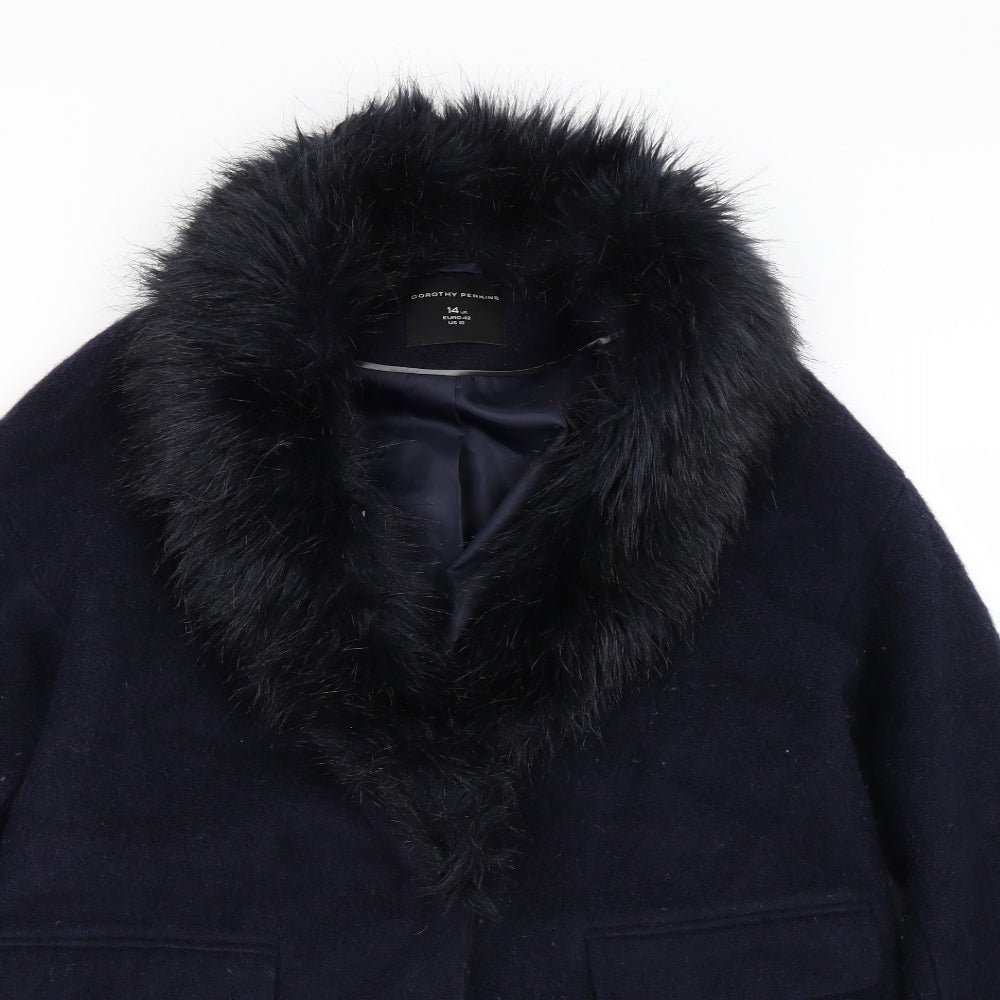 Dorothy Perkins Womens Blue   Overcoat Coat Size 14