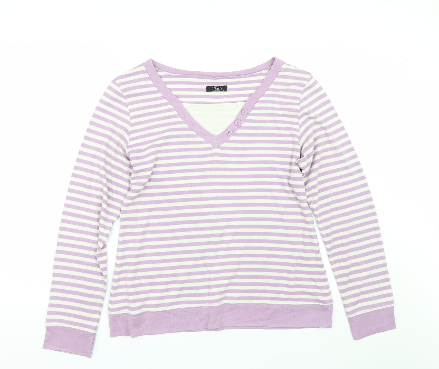 BM Womens Purple Striped  Basic T-Shirt Size M