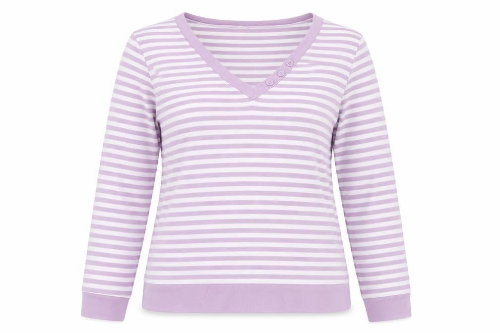 BM Womens Purple Striped  Basic T-Shirt Size M