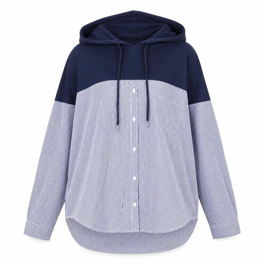 SHEIN Womens Blue Striped  Pullover Hoodie One Size