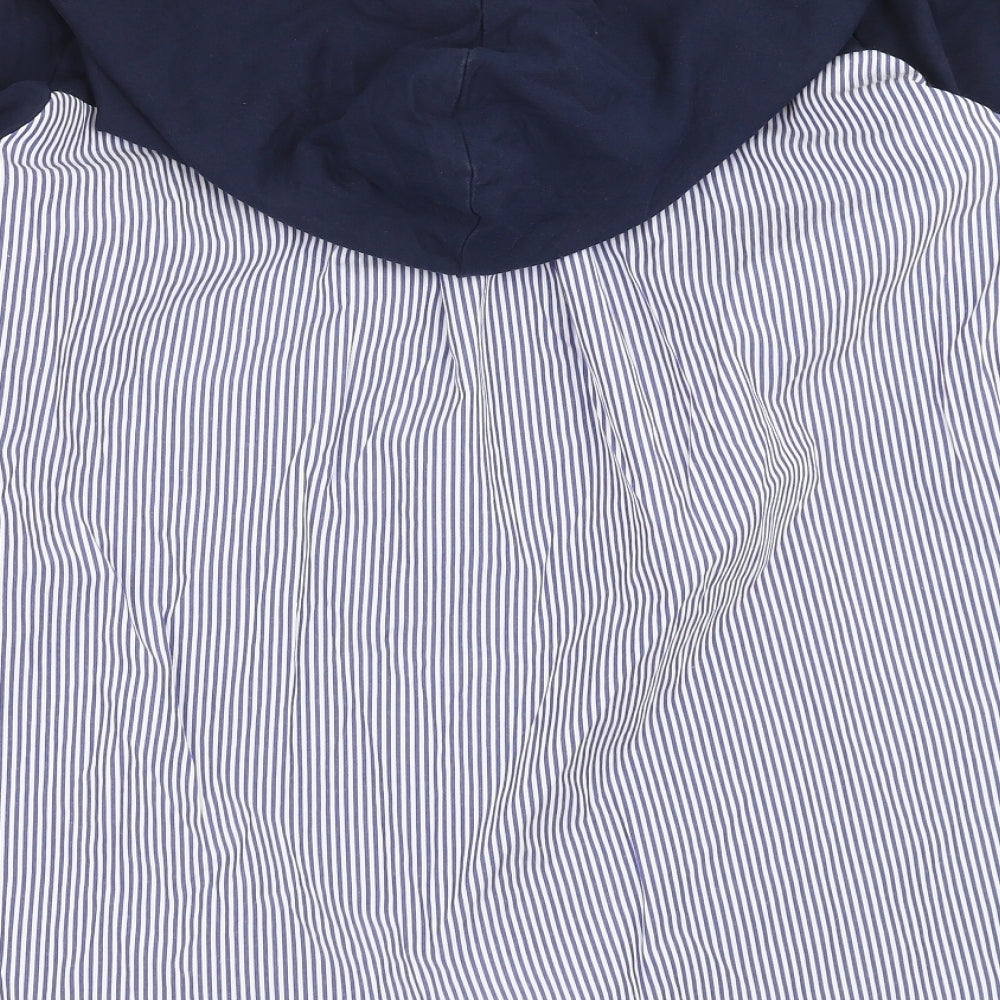 SheIn Womens Blue Striped  Pullover Hoodie One Size