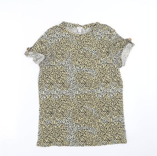 River Island Womens Beige Animal Print  Basic T-Shirt Size 8