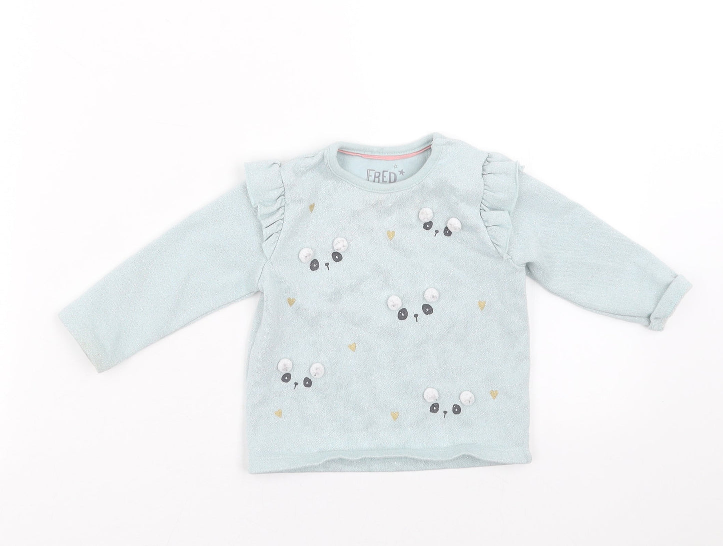 FRED & FLO Baby Green   Pullover Jumper Size 3-6 Months  - faces
