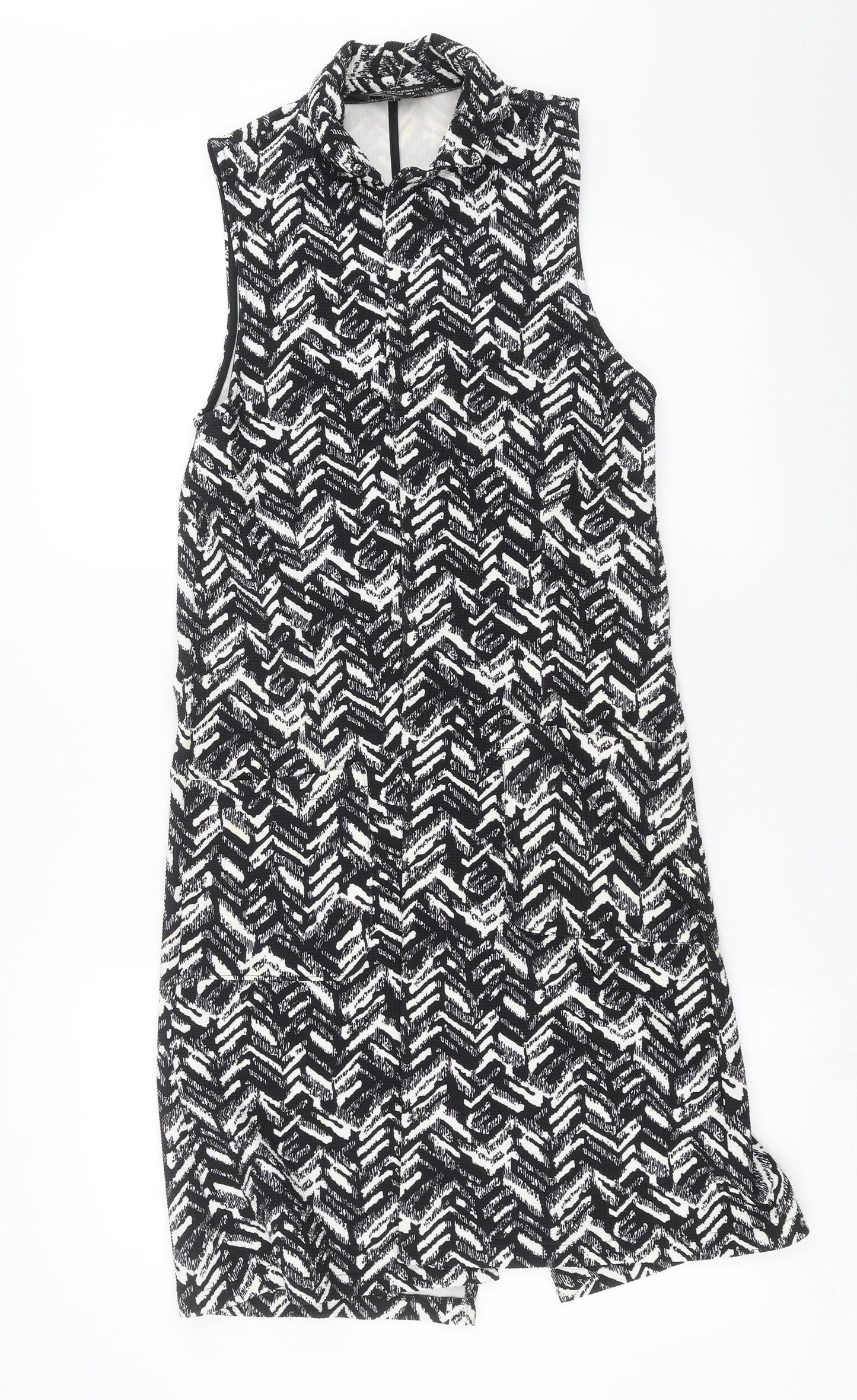 Dorothy Perkins Womens Black Geometric  Gilet Jacket Size 8