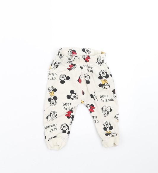 LC Waikiki Baby Ivory   Jogger Trousers Size 6-9 Months  - Mickey and Minnie Mouse