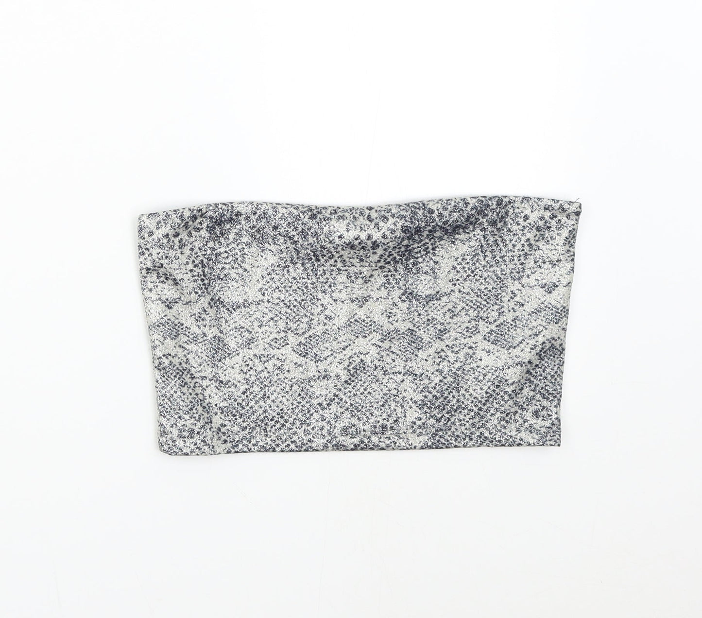 Topshop Womens Silver Animal Print  Cropped Tank Size 6  - Boob Tube