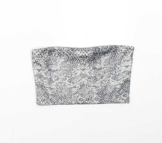Topshop Womens Silver Animal Print  Cropped Tank Size 6  - Boob Tube