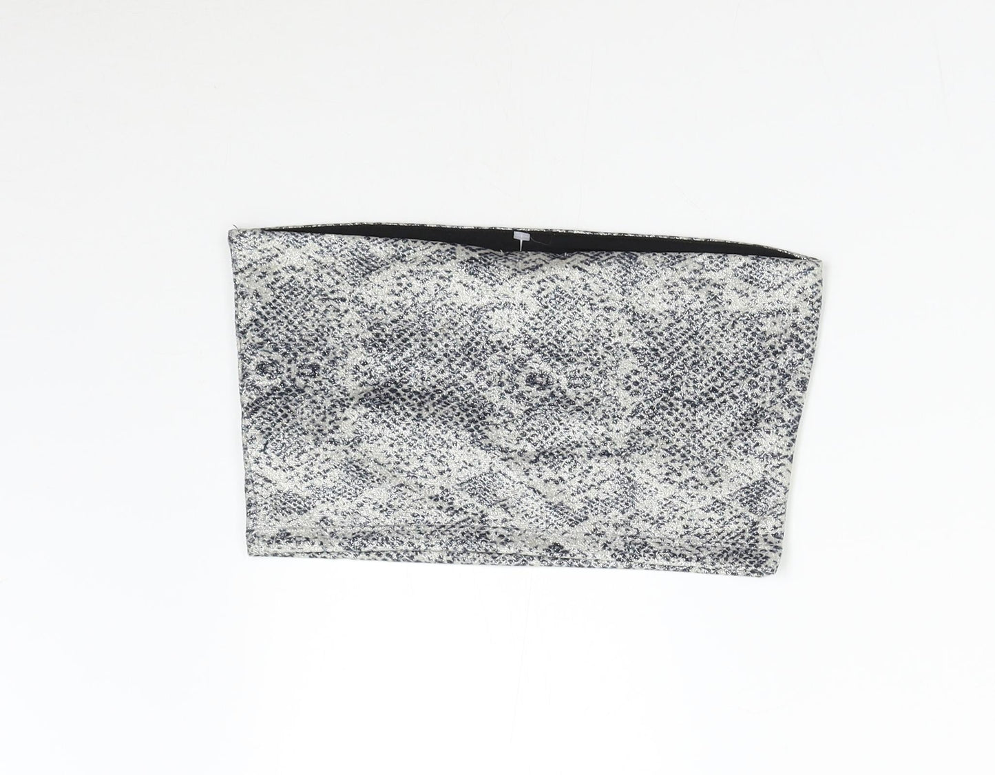 Topshop Womens Silver Animal Print  Cropped Tank Size 6  - Boob Tube